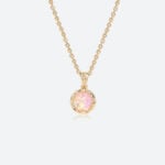Pink Opal Necklace​ Pendant Necklace Gold​ Yellow Gold Chain Necklace​