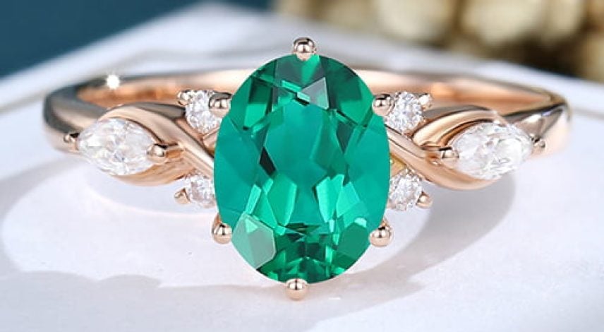 Oval Cut Emerald Engagement Ring