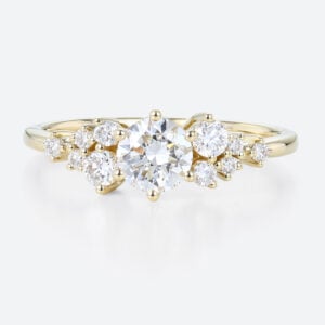 0.5ct Lab Grown Diamond Rings Round Cut 6-Prong Promise Ring in Yellow Gold