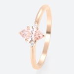 0.5ct Fancy Pink VS+ Marquise Cut Lab Grown Pink Diamond Three Stone 6 Claw Prong Engagement Ring (4)