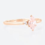 0.5ct Fancy Pink VS+ Marquise Cut Lab Grown Pink Diamond Three Stone 6 Claw Prong Engagement Ring (5)