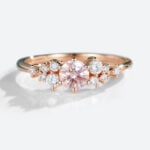 Round Gold 0.5ct Pink Diamond Ring Round Cut Lab Diamond Art Deco Ring