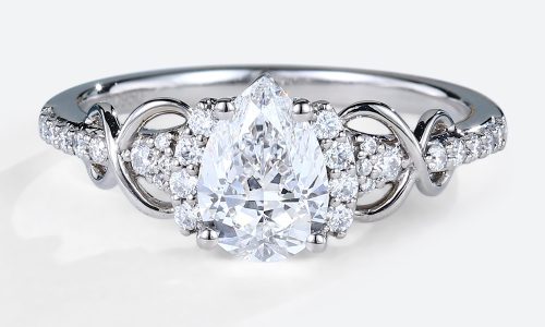 1.2CT Pear Shaped Lab Grown Diamond Engagement Ring Pave Bridal Ring (1)