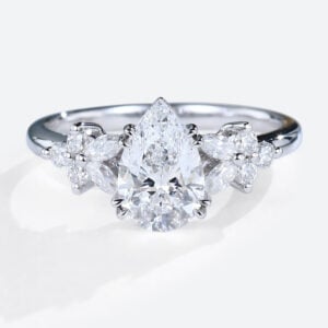1.5CT White Gold Pear Shaped Lab Grown Diamond Engagement Ring