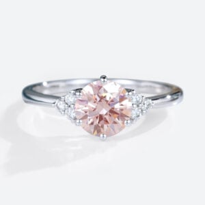 Pink Lab Diamond Round 1.5 Carat Lab-Grown Diamond Engagement Ring in white gold