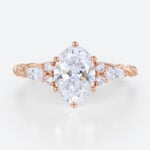 1.5ct Lab Grown Diamond Rings​ Oval Cut Twisted 6-Prong Engagement Ring in Rose Gold