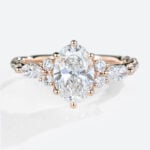Yellow Gold Oval 1.5ct Lab Grown Diamond Twisted Engagement Ring in rose gold