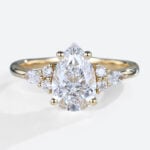 1.5ct Colorless VS+ Pear Shaped Lab Grown Diamond Classic 4-Prong Engagement Ring in Yellow Gold