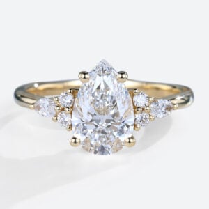 1.5ct Colorless VS+ Pear Shaped Lab Grown Diamond Classic 4-Prong Engagement Ring in Yellow Gold