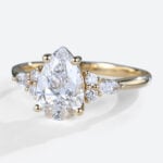 1.5ct Colorless VS+ Pear Shaped Lab Grown Diamond Classic 4-Prong Engagement Ring in Yellow Gold