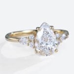 1.5ct Colorless VS+ Pear Shaped Lab Grown Diamond Classic 4-Prong Engagement Ring in Yellow Gold
