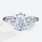1.5ct Colorless VS+ Pear Shaped Lab Grown Diamond Classic 4-Prong Engagement Ring in White Gold