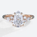 1.5ct Colorless VS+ Pear Shaped Lab Grown Diamond Classic 4-Prong Engagement Ring in Rose Gold