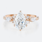 Rose Gold 1.5ct Pear Shaped Lab Diamond Engagement Ring