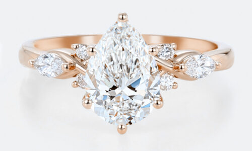 Rose Gold 1.5ct Pear Shaped Lab Diamond Engagement Ring