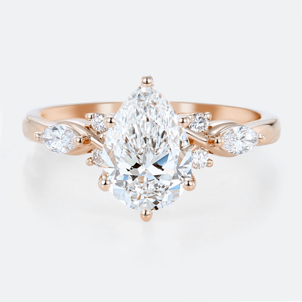 Rose Gold 1.5ct Pear Shaped Lab Diamond Engagement Ring
