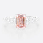 1.5ct Lab Grown Pink Diamond​ Ring Emerald Cut Twisted 6-Prong Ring in White Gold