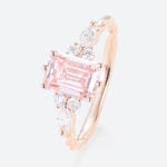1.5ct Fancy Pink VS+ Emerald Cut Lab Grown Pink Diamond Twisted 6-Prong Engagement Ring Set in Rose Gold (5)