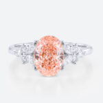 Oval Lab Pink Diamond Ring 1.5ct Floral 4 Double Claw Engagement Ring