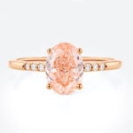 Pink Diamond Ring 1.5ct Oval Pink Lab Diamond Engagement Rings