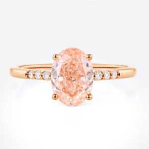 Pink Diamond Ring 1.5ct Oval Pink Lab Diamond Engagement Rings