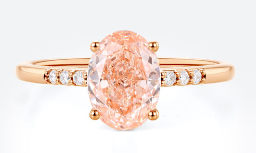 Pink Diamond Ring 1.5ct Oval Pink Lab Diamond Engagement Rings