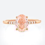 Pink Diamond Ring 1.5ct Oval Pink Lab Diamond Engagement Rings