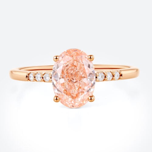 Pink Diamond Ring 1.5ct Oval Pink Lab Diamond Engagement Rings