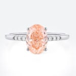 Pink Diamond Ring 1.5ct Oval Pink Lab Diamond Engagement Rings