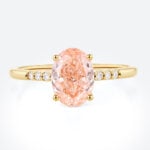 Pink Diamond Ring 1.5ct Oval Pink Lab Diamond Engagement Rings
