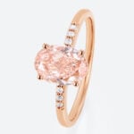 1.5ct Fancy Pink VS+ Oval Cut Lab Grown Pink Diamond Pavé 4-Prong Engagement Ring (5)