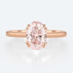 1.5ct Lab Pink Diamond Ring Simple Oval Cut Solitaire Engagement Ring in Rose Gold