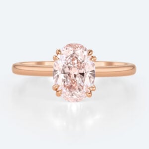 1.5ct Lab Pink Diamond Ring Simple Oval Cut Solitaire Engagement Ring in Rose Gold