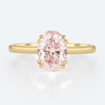 1.5ct Lab Pink Diamond Ring Simple Oval Cut Solitaire Engagement Ring in Yellow Gold
