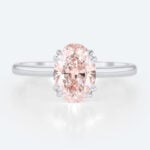 1.5ct Lab Pink Diamond Ring Simple Oval Cut Solitaire Engagement Ring in White Gold