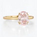 1.5ct Fancy Pink VS+ Oval Cut Lab Grown Pink Diamond Solitaire Simple 4 Double Claw Prong Engagement Ring (4)