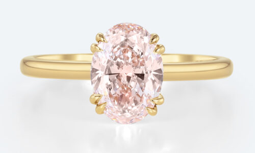 1.5ct Lab Pink Diamond Ring Simple Oval Cut Solitaire Engagement Ring in Yellow Gold