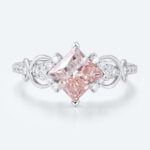 White Gold Diamond and Pink Engagement Ring 1.5ct Princess Cut Infinity Ring