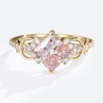 Yellow Gold Diamond and Pink Engagement Ring 1.5ct Princess Cut Infinity Ring