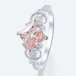 White Gold Diamond and Pink Engagement Ring 1.5ct Princess Cut Infinity Ring