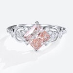 White Gold Diamond and Pink Engagement Ring 1.5ct Princess Cut Infinity Ring
