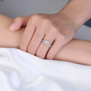 White Gold Diamond and Pink Engagement Ring 1.5ct Princess Cut Infinity Ring
