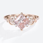 Rose Gold Diamond and Pink Engagement Ring 1.5ct Princess Cut Infinity Ring