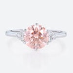 Pink Lab Diamond 1.5 Ct Round Cut Cluster Diamond Engagement Ring