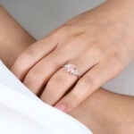 Pink Lab Diamond 1.5 Ct Round Cut Cluster Diamond Engagement Ring