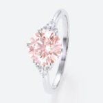 Pink Lab Diamond 1.5 Ct Round Cut Cluster Diamond Engagement Ring
