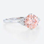 Pink Lab Diamond 1.5 Ct Round Cut Cluster Diamond Engagement Ring