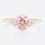 Pink Lab Diamond 1.5 Ct Round Cut Cluster Diamond Engagement Ring
