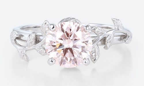 1.5ct Fancy Pink VS+ Round Cut Lab Grown Pink Diamond Solitaire 4-Prong Engagement Promise Ring (1) Solitaire Pink Diamond Ring 1ct Round Lab Diamond 4-Prong Ring in White Gold
