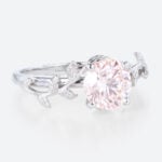 Solitaire Pink Diamond Ring 1ct Round Lab Diamond 4-Prong Ring in White Gold